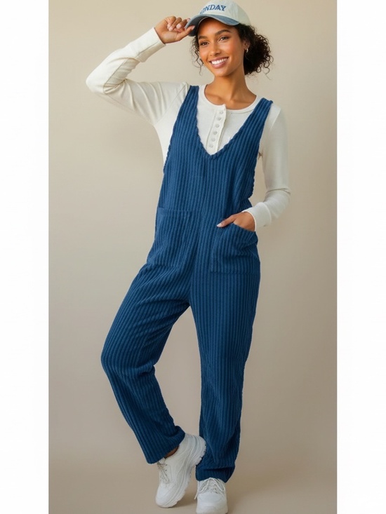 NewIn Pants - NewIn Corduroy Pocket Jumpsuit - Denim Blue